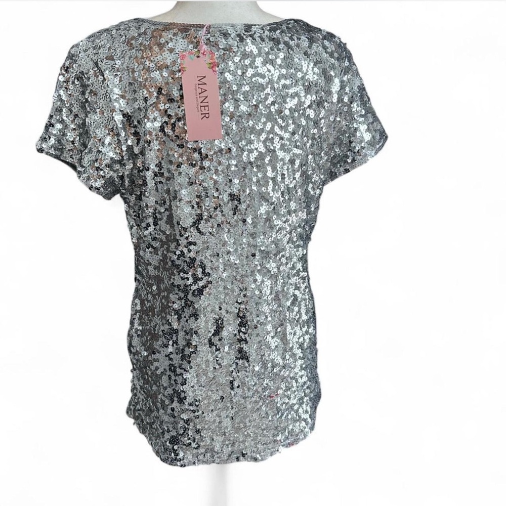NWT Silver Sequin Women's Top XL - Picture 4 of 8